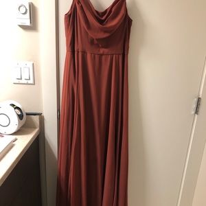 Floor length gown. Burnt orange colour (colour is called Cinnamon) Size 10.